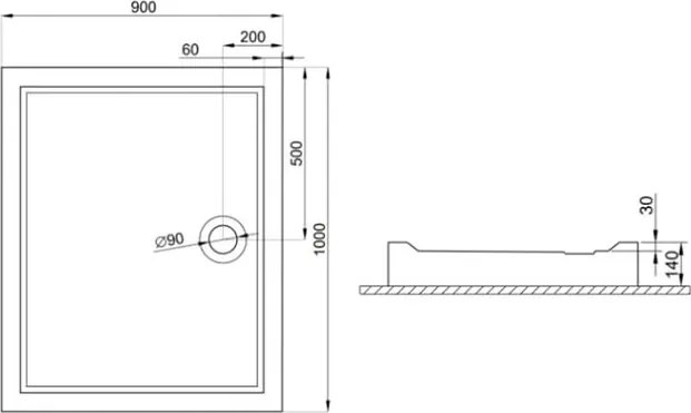 Polimat Kompaktná obdĺžniková akrylátová sprchová vanička Goliat 1 90x80 (100x80, 100x90, 120x80, 120x90) POLIMAT-Farba: Biela, POLIMAT-Rozmery: 120x…