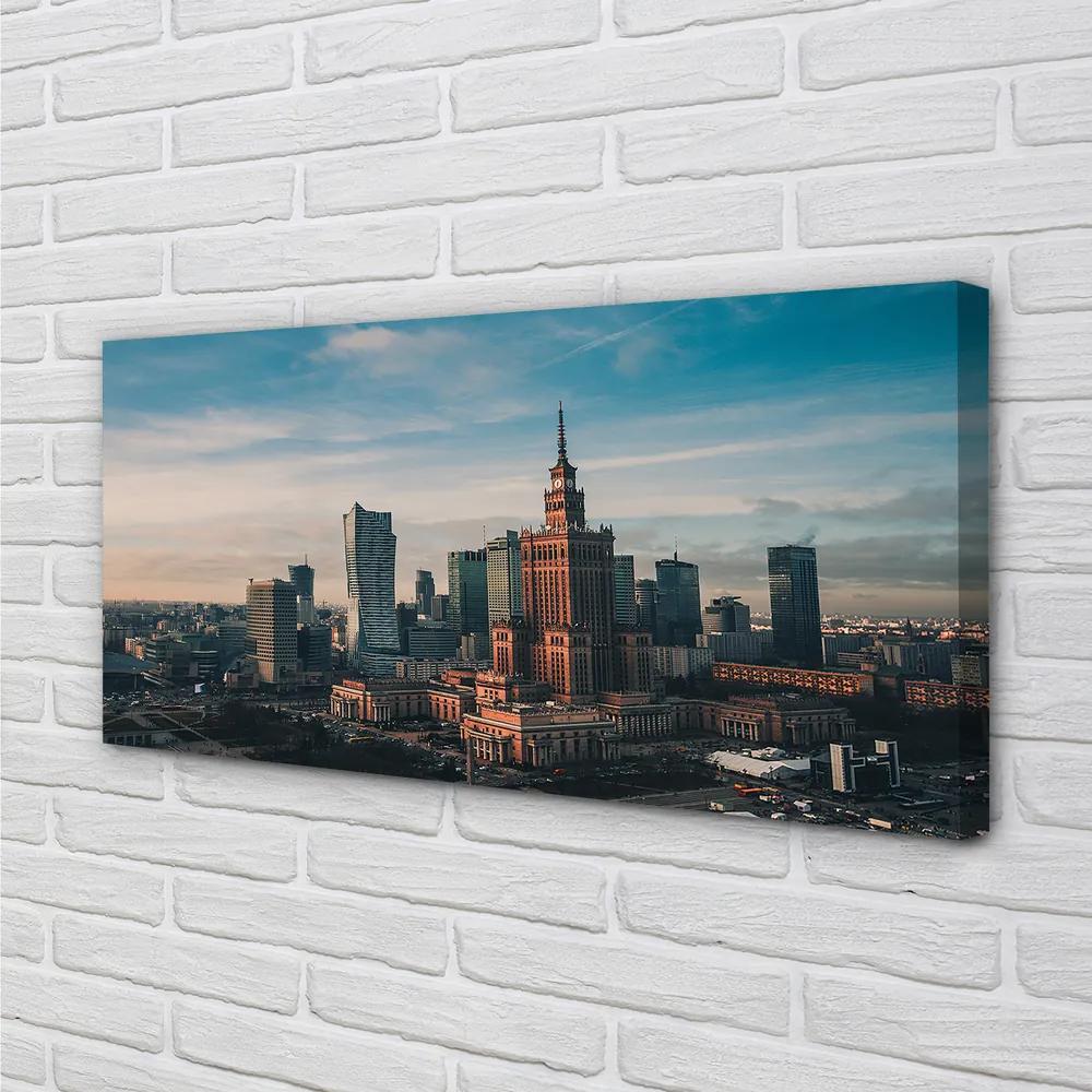 Obraz na plátne Varšava panorama mrakodrapov svitania 140x70 cm