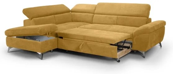Rozkladacia rohová sedačka do L SALERNO ľavá žltá