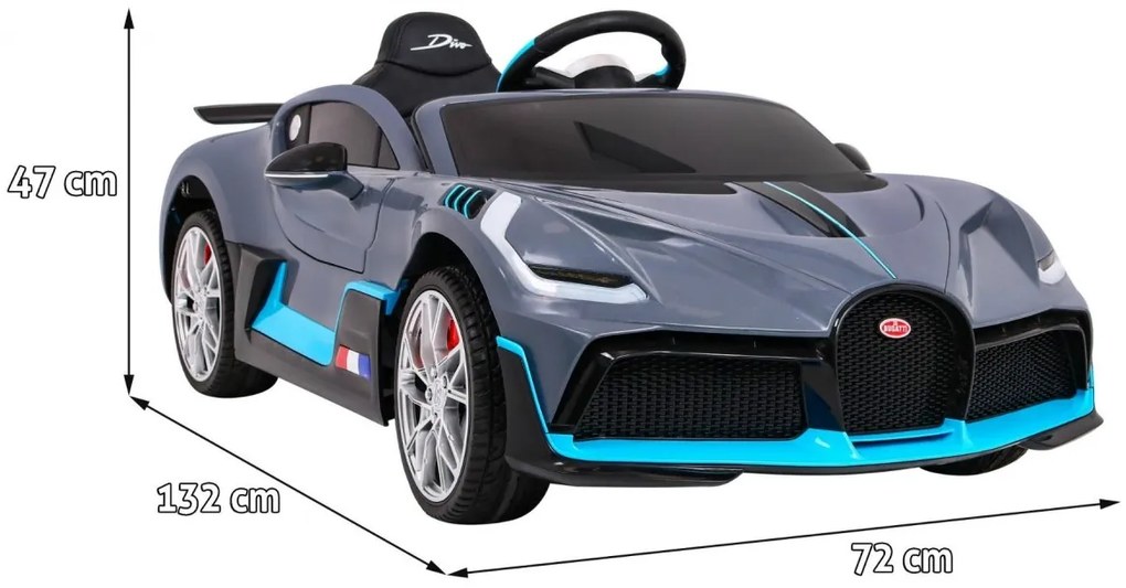 LEAN TOYS Elektrické autíčko Bugatti Divo - SIVÉ  - MOTOR 2x45W BATÉRIA 12V / 7Ah - 2023