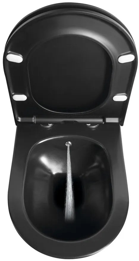 Sapho, AVVA CLEANWASH závesná WC misa s bidet. spŕškou, Rimless, 35,5x53cm, čierna matná, 100312-110