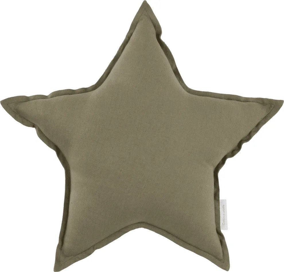 Ľanový vankúš hviezda olivová 50 cm