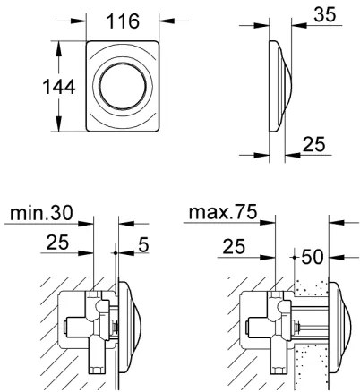 GROHE 37018SH0 - Ovládacie tlačidlo SURF 116 × 144 mm biela