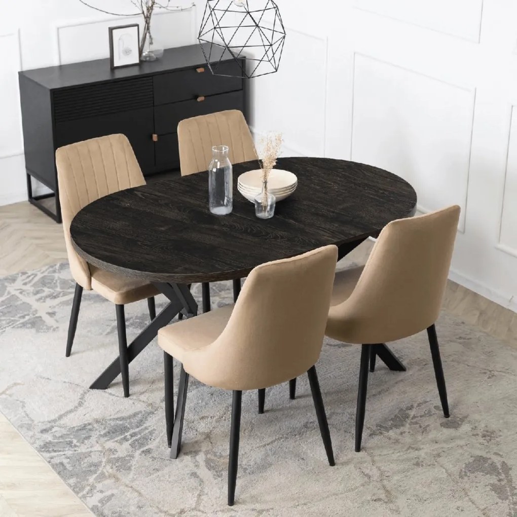 PROXIMA.store - Okrúhly rozkladací stôl LUGO FARBA: biela, FARBA NÔH: dub