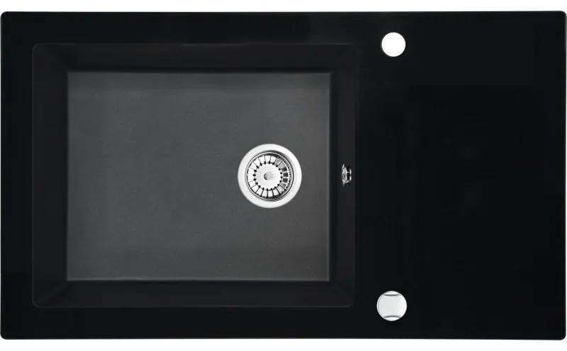 DEANTE CAPELLA ZSC_GX2C Jednodrez s odkvapom 860x500x200 Hybrid, granit-sklo, čierna - Deante
