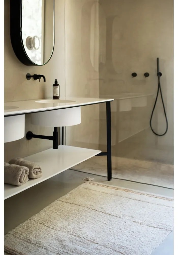 Krémový prateľný ručne tkaný bavlnený koberec 90x130 cm Bloom Natural – Lorena Canals