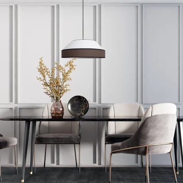 Luster na lanku MANISO 1xE27/60W/230V pr. 45 cm biela/hnedá