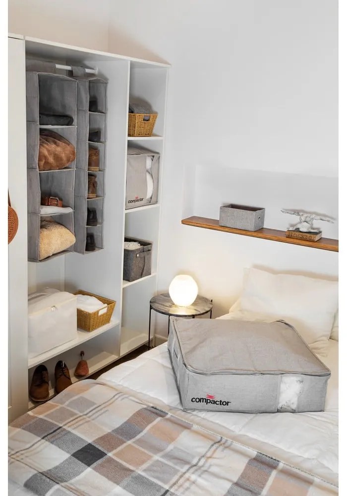 Sivý kompresný úložný box Compactor Oxford, 145 l