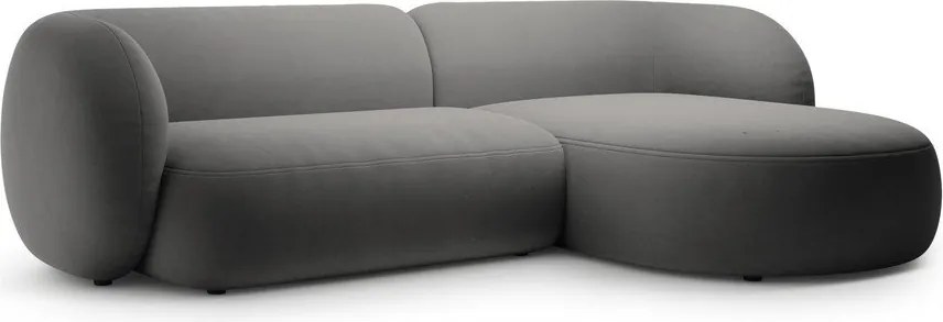 Tmavosivá zamatová rohová pohovka (pravý roh/s leňoškou) Kate – Micadoni