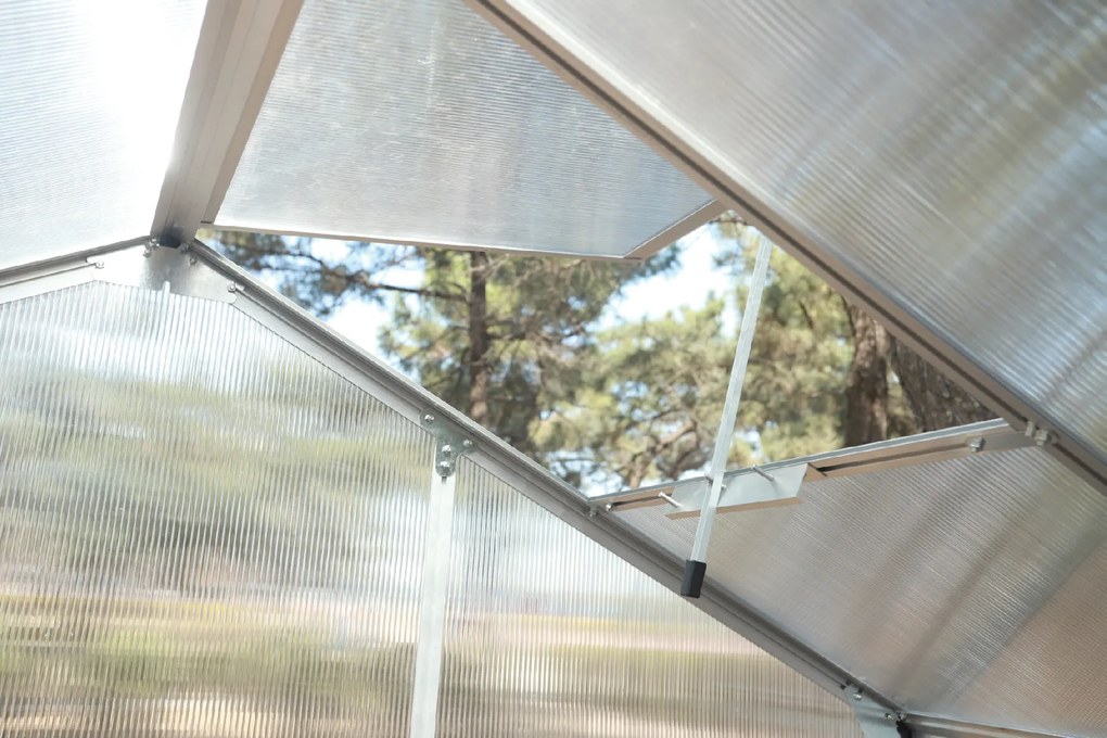 Skleník so základňou BestBerg BBGH‑406S / 2,5 m² / 130 × 190 × 194 cm / strieborná