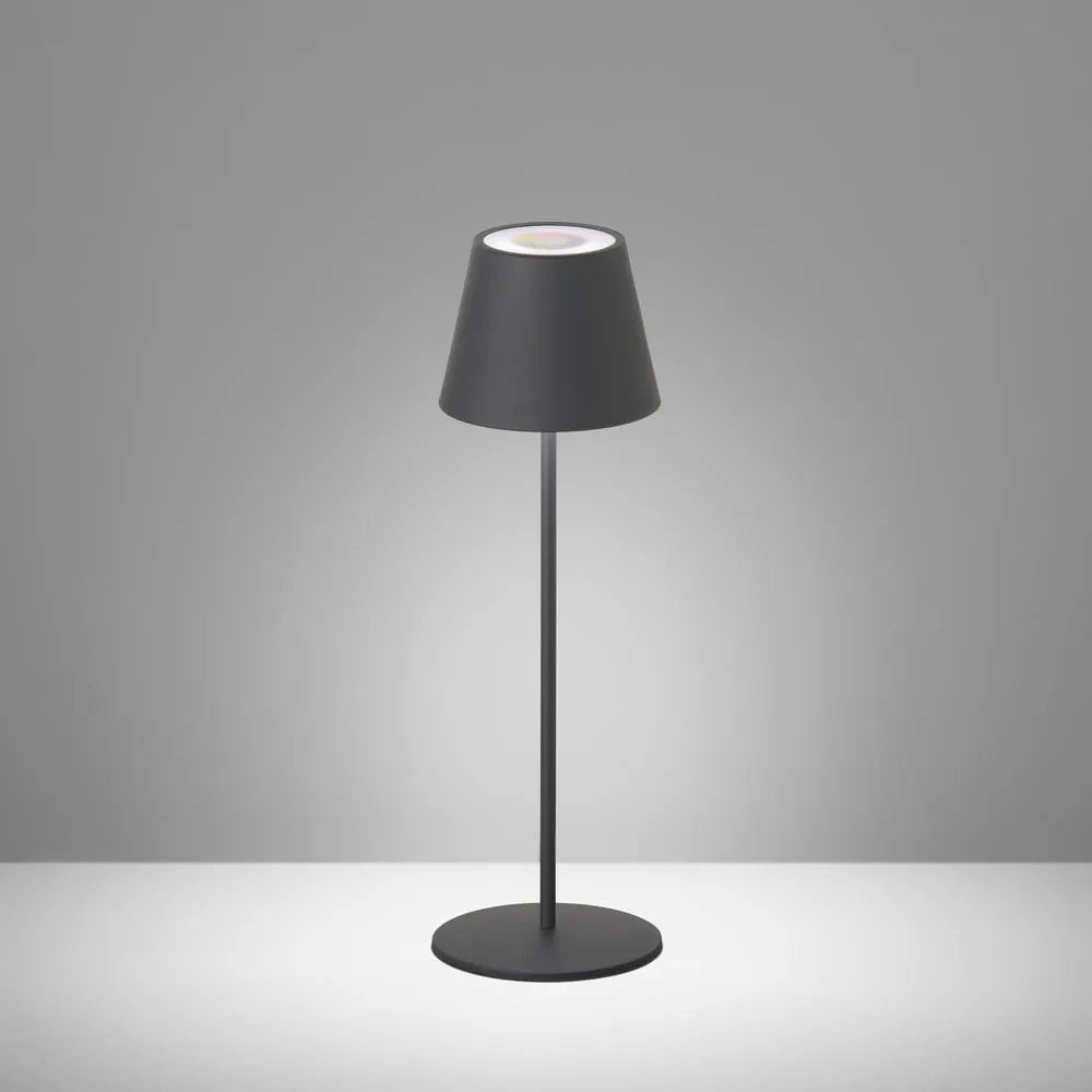 Čierna LED stmievateľná stolová lampa so senzorom pohybu a s kovovým tienidlom (výška 38 cm) Tropea – Fischer &amp; Honsel