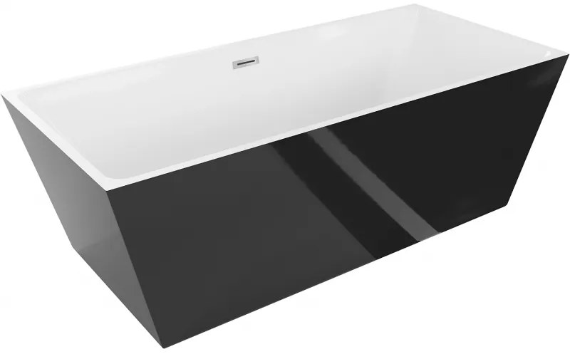 Mexen Lita, voľne stojaca vaňa 170 x 75 cm, biela-čierna, chrómový prepad, 52121707575-01