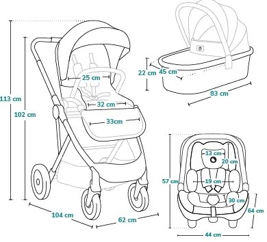 Lionelo - Kombinovaný kočík 3v1 AMBER Čierny Onyx