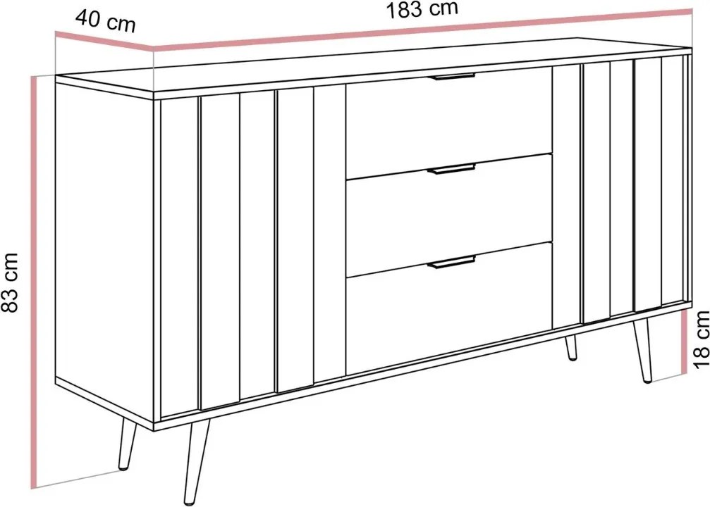 KOMODA ELVIRA 2D3S DUB DUNIN LED 153 cm