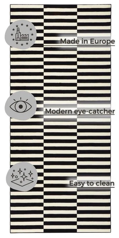 Čierny/krémovobiely koberec 80x200 cm Gloria – Hanse Home