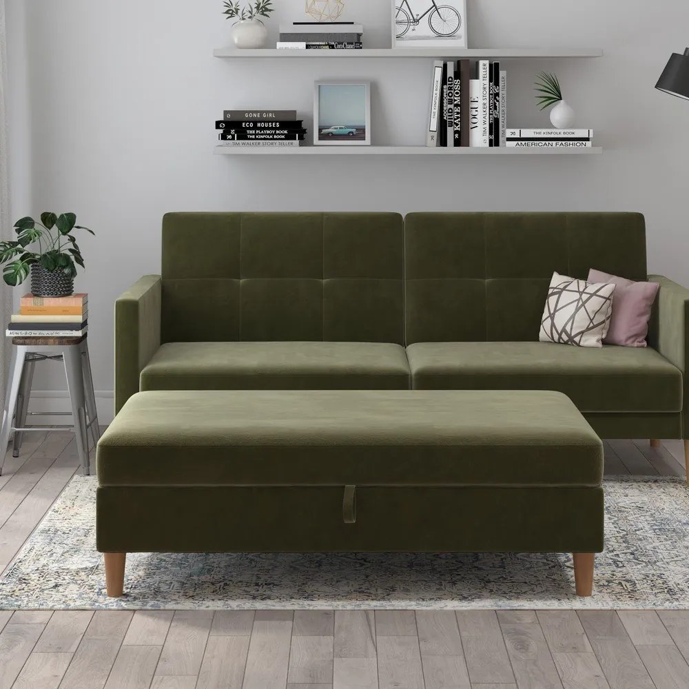 Zelená zamatová podnožka Lilly – Støraa