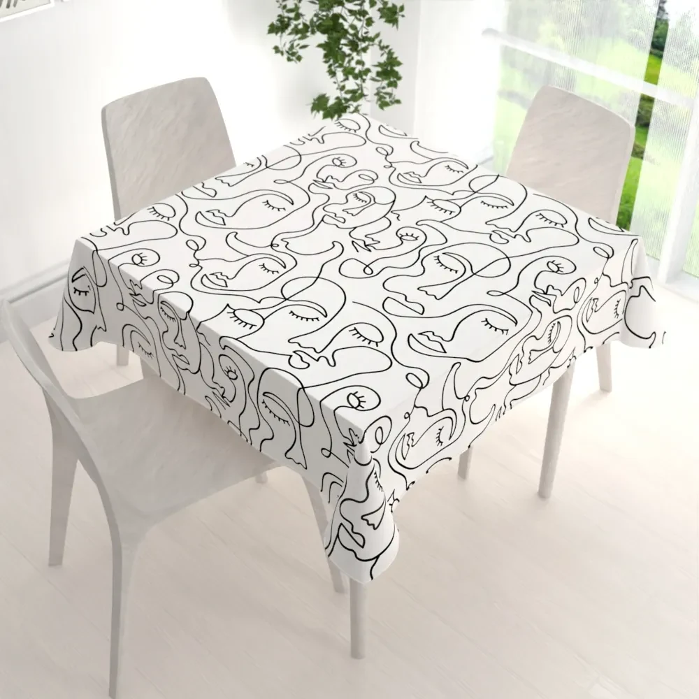 Biante Bavlnený štvorcový obrus Sandra SA-570 Abstraktné tváre na bielom 90x90 cm