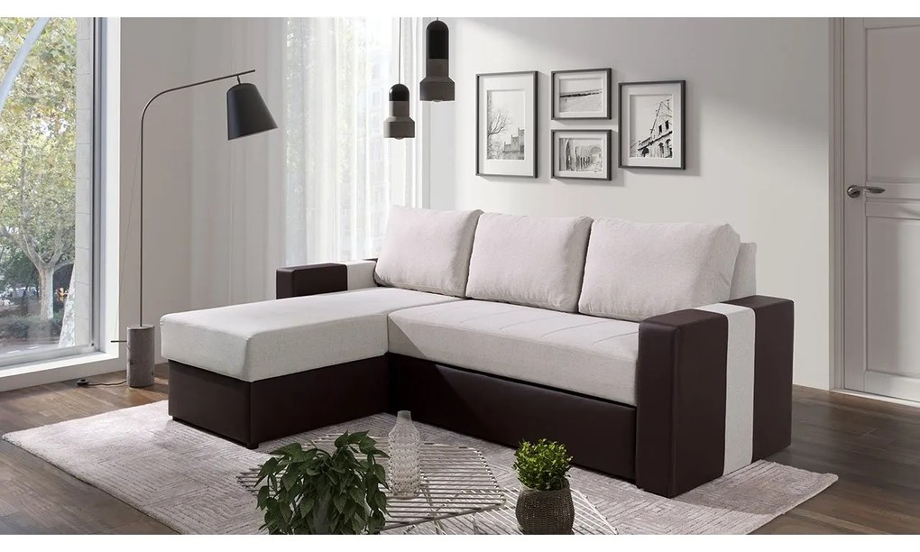 Rohová sedacia súprava Nado, Dostupné poťahy: Ekokoža Soft 066 + Aura 01, Strana: pravá