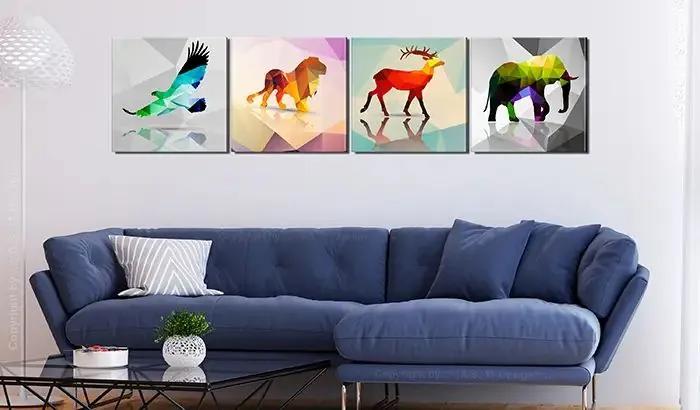 Obraz - Colourful Animals (4 Parts) Veľkosť: 90x90, Verzia: Standard