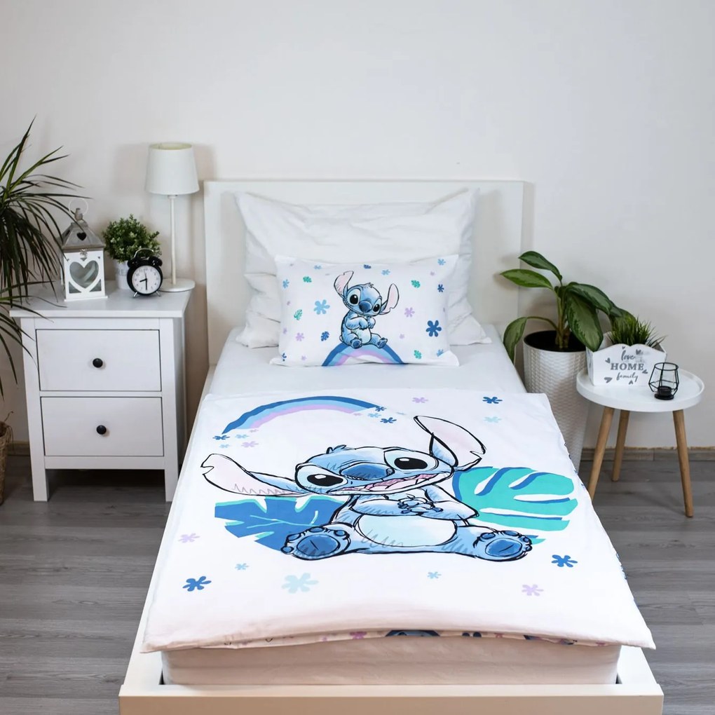 Jerry Fabrics Obliečky do postieľky 100x135 + 40x60 cm - Lilo and Stitch "Rainbow"