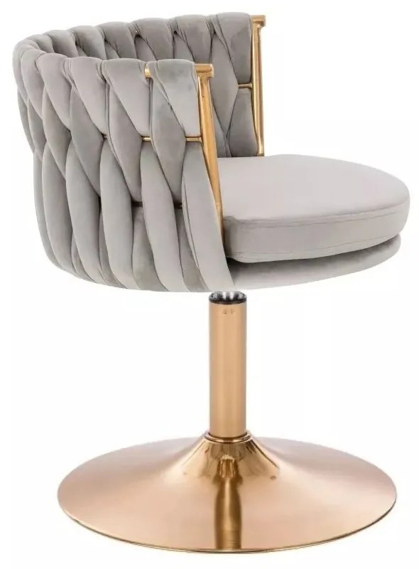 LuxuryForm DESIGN Stolička LYON VELUR na zlatom tanieri - svetlo šedá