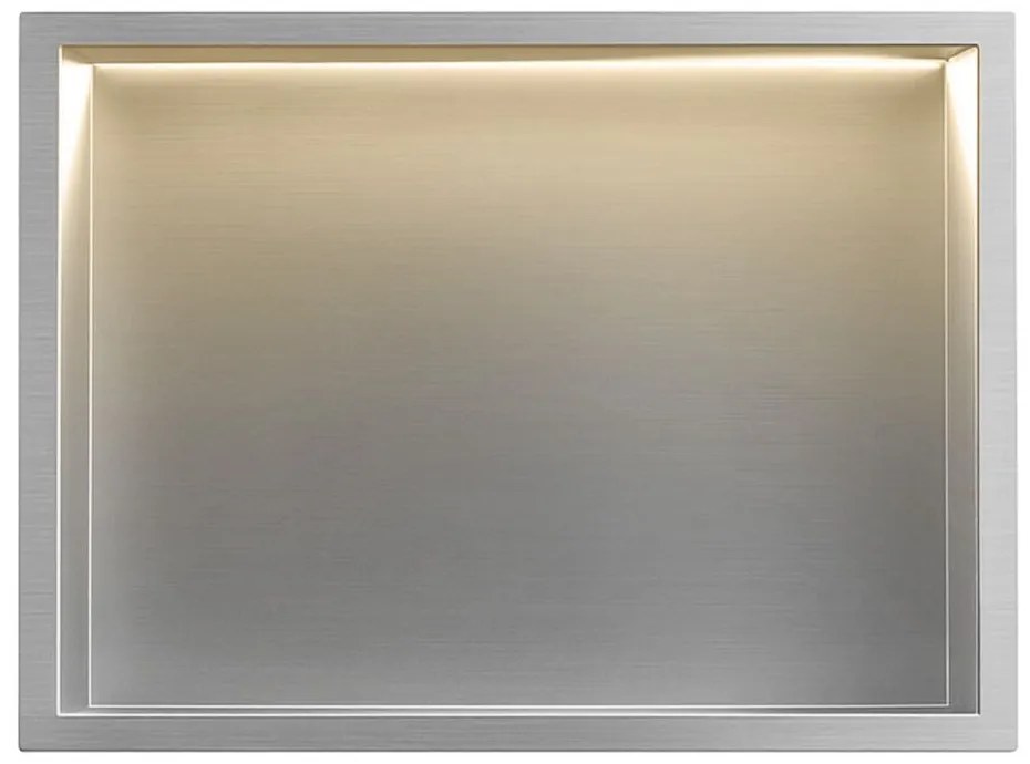 Rea Rea, LED polička na zapustenie 45x30x10 cm, 12W, 3000K, brúsená oceľ, REA-08547