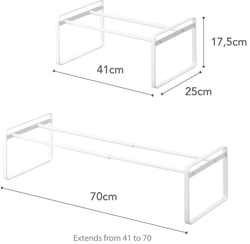 Biela kovová teleskopická polica na topánky Kobe - YAMAZAKI