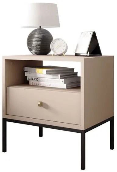 Nočný stolík MONO 56x54 cm béžová/čierna