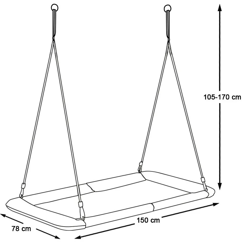 Hojdačka bocianie hniezdo, 150x80 cm, farebná