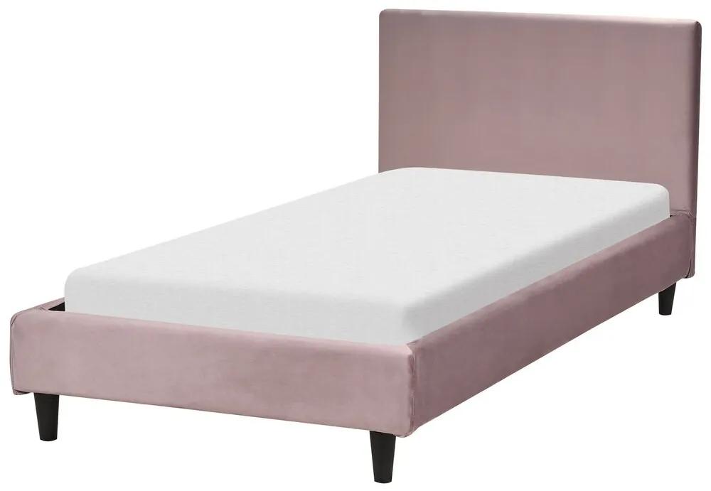 Zamatová posteľ 90 x 200 cm ružová FITOU Beliani