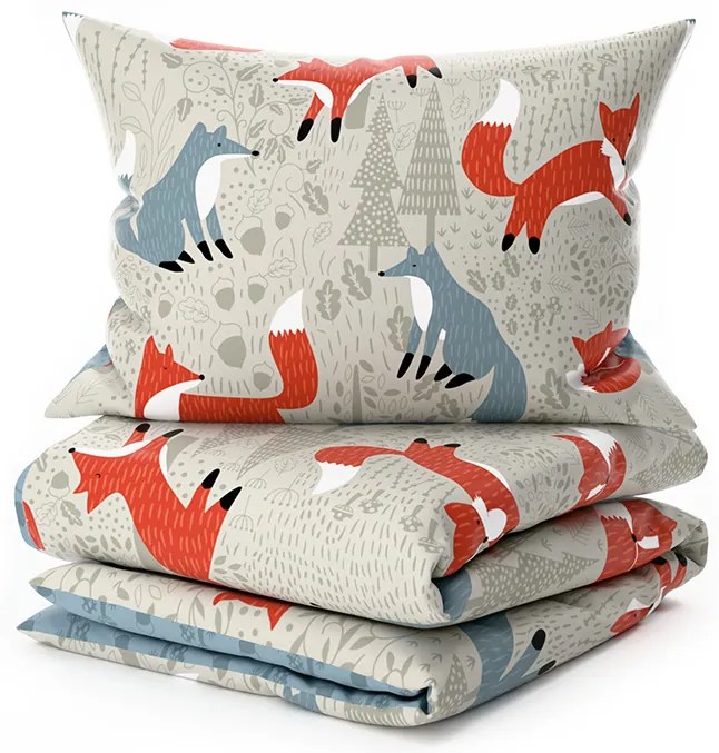 Krepové obliečky do postieľky Renforcé FOXIVA sivé Rozmer obliečky: 45 x 65 cm | 90 x 140 cm