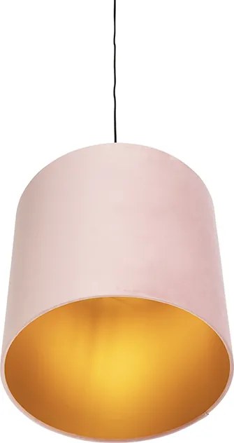 Závesné svietidlo s ružovým zamatovým tienidlom so zlatom 40 cm - Combi