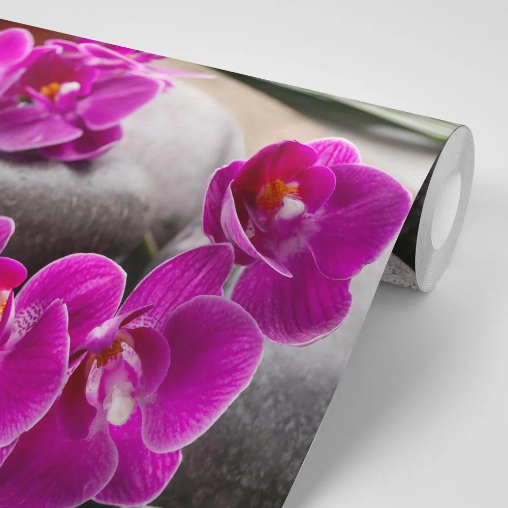 Fototapeta  nádherná orchidea a Zen kamene - 150x100