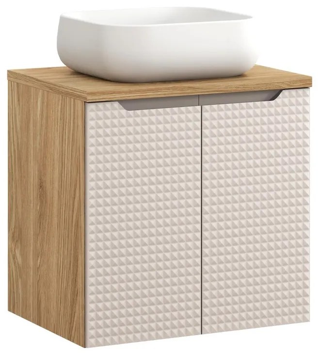 Závěsná skříňka Luxor Beige Nika II s deskou a umyvadlem béžová/dub olejovaný