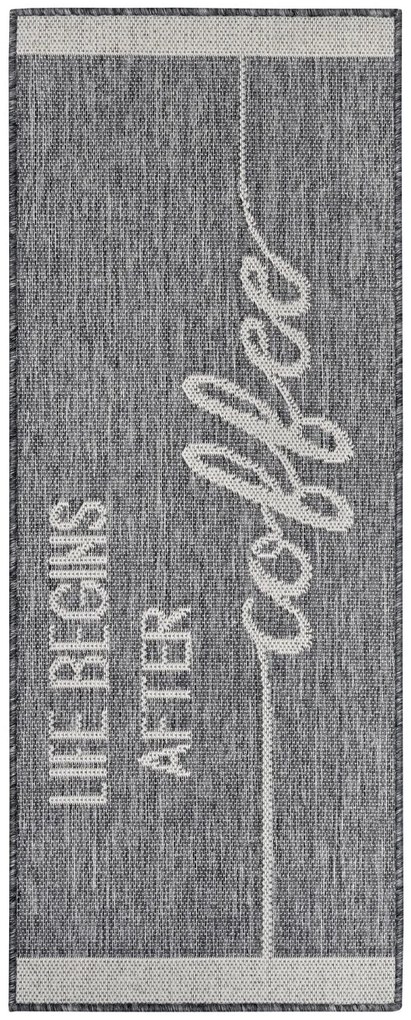Behúň Cucina Life Begins After Coffee 105627 Grey Cream, 62x150, šedá, kuchyňa, Hanse Home