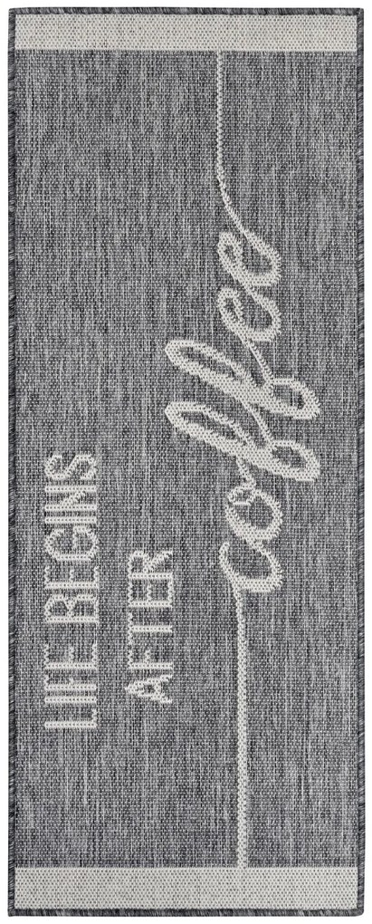 Hanse Home, Behúň Cucina Life Begins After Coffee 105627 Grey Cream, 92x150, šedá, kuchyňa