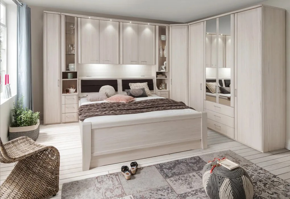 Rohová šatníkova skriňa Luxor 93/93 cm, polárny smrekovec