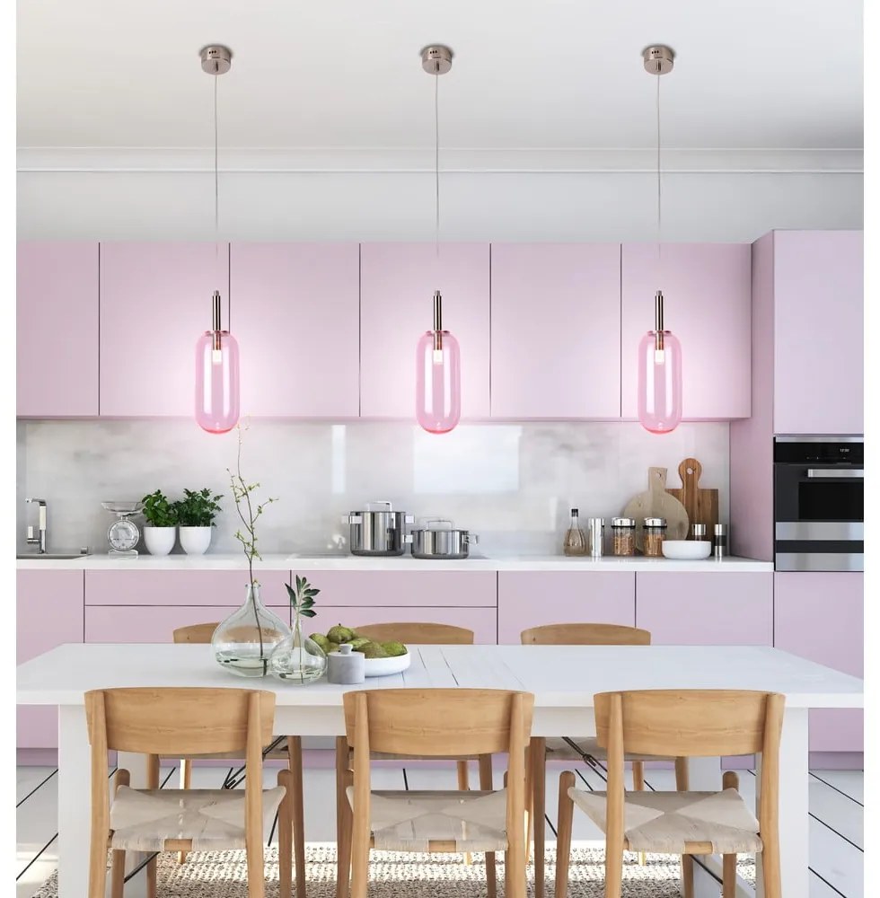 Fialové LED závesné svietidlo so skleneným tienidlom ø 13 cm Fiuggi – Candellux Lighting