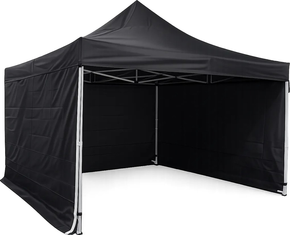 Rozkladací stan 4x4m - hliníkový hexagon profi, Čierna
