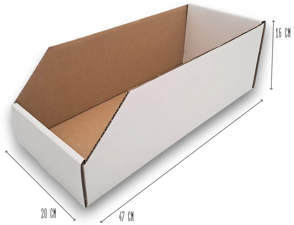 Úložné boxy na oblečenie, organizéry do skrine BIELY KARTÓN 20x47 cm