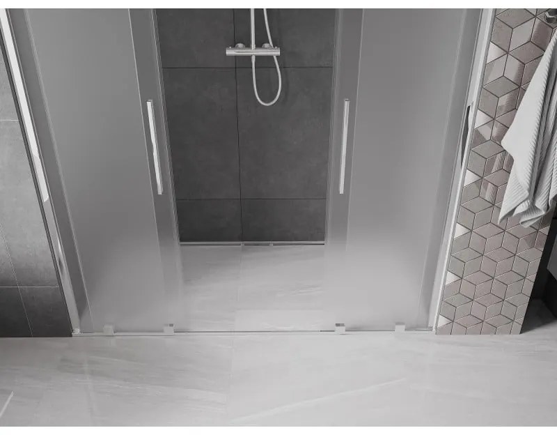Mexen Velar Duo, posuvné sprchové dvere do otvoru 200 cm, 8mm sklo námraza, chrómová, 871-200-000-32-01