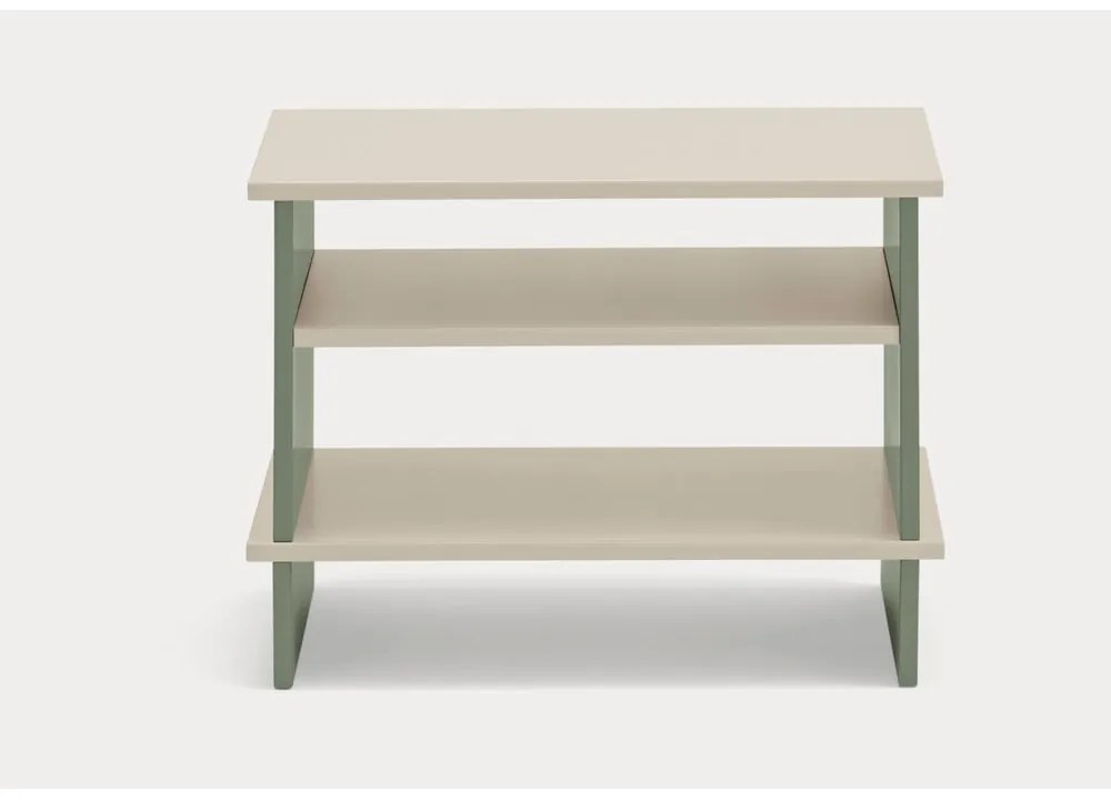 Zeleno-krémový nočný stolík s poličkami Inari – Teulat