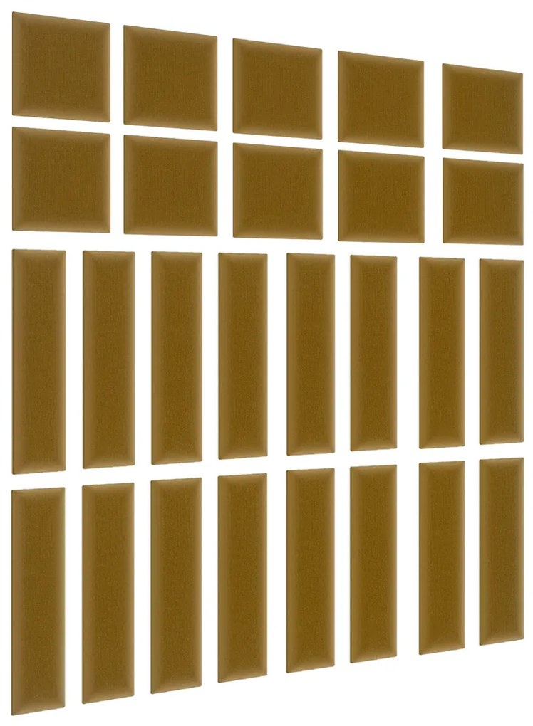 Štvorcový čalúnený panel na stenu Quito 30x30 cm - zlatá