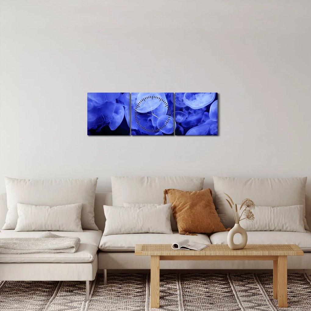 Obraz - Medúzy (s hodinami) (90x30 cm)