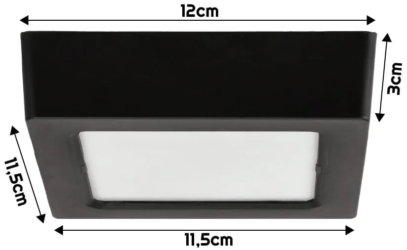 BERGE Štvorcový LED panel čierny - prisadený - 6W - PC - neutrálna biela