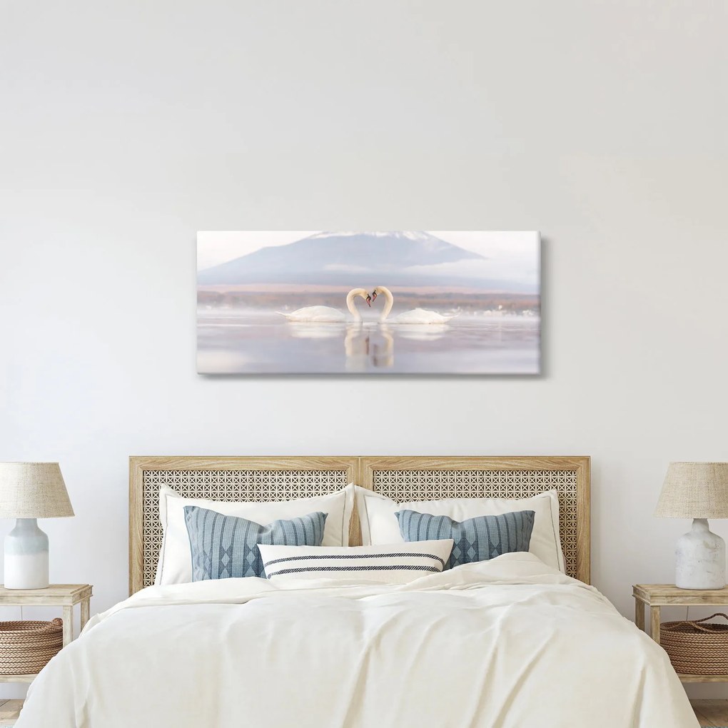 Obraz - Zamilované labute (120x50 cm)