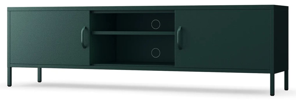 Široká kovová TV skrinka XL na nožičkách, fľaškovozelená, 1700x400x500 mm: ROSARIA