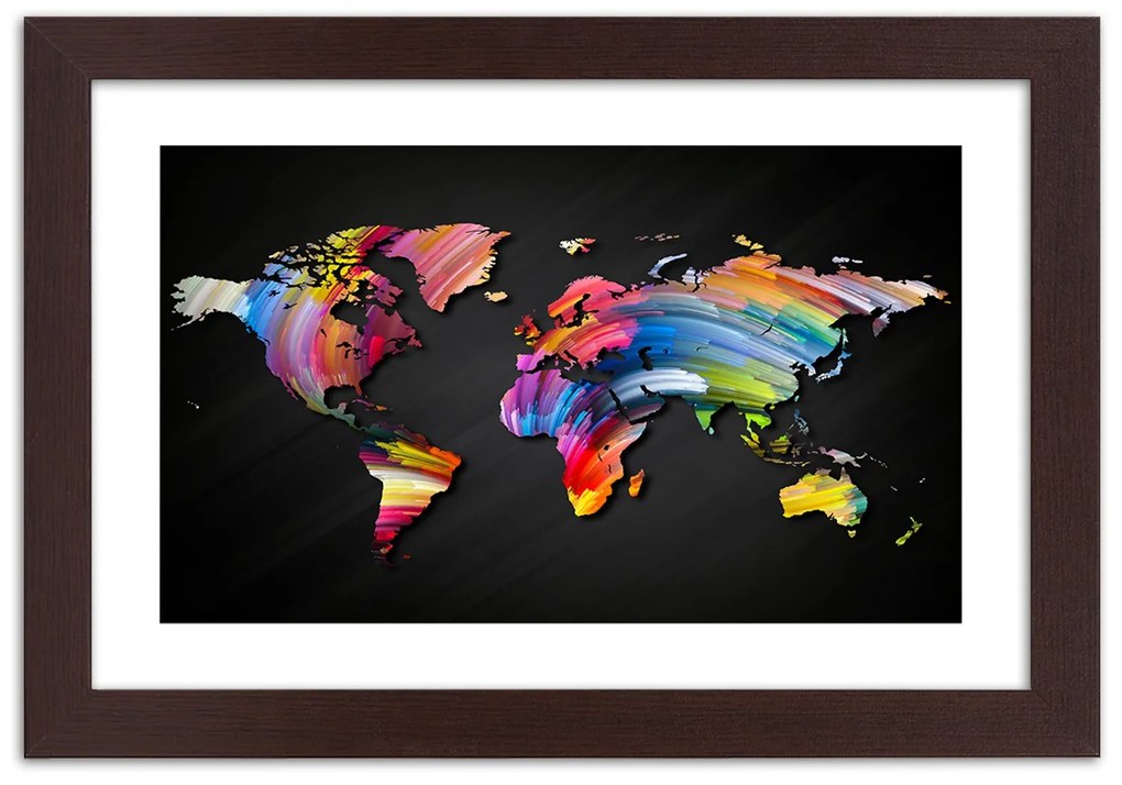 Gario Plagát Mapa sveta v rôznych farbách Farba rámu: Bez rámu, Rozmery: 60 x 40 cm