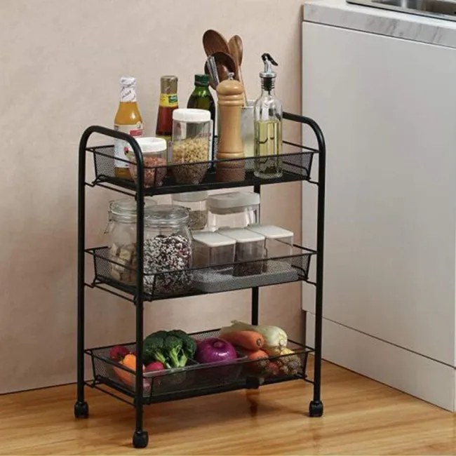 Pojazdný regál HALSEN čierny