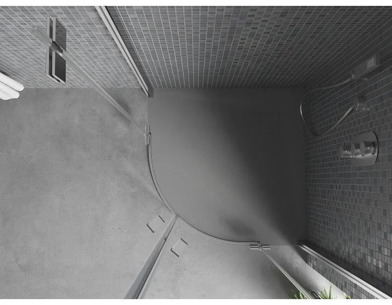 Mexen Bert, SMC štvrťkruhová sprchová vanička 90 x 90 cm, šedá, 4KR619090